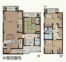 古ケ鶴コーポ 3LDKの間取図画像