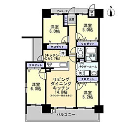 アルファスマート西条土与丸 4LDKの間取図画像