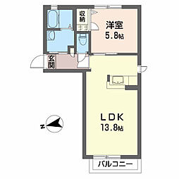 シャーメゾンソレイユB 1LDKの間取図画像