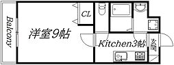 キャロットファーム 1Kの間取図画像