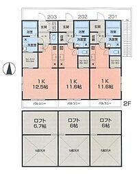 アプリコットガレージ 1Kの間取図画像