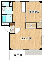 ハイネス三浦 1LDKの間取図画像