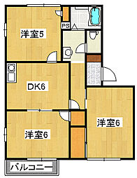 グランドール華蔵寺C 3DKの間取図画像