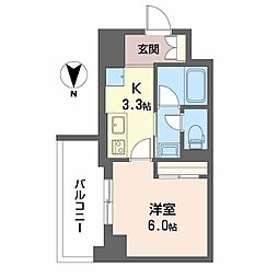 セルン新町 1Kの間取図画像