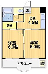 エスポワール雅 2DKの間取図画像