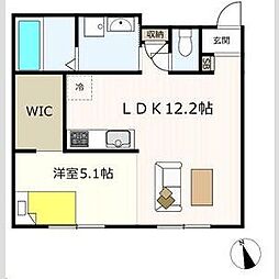 フォルテッツア城南 1LDKの間取図画像