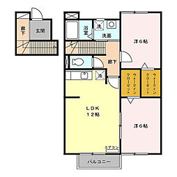 グレイタス川元B棟 2LDKの間取図画像