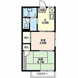 コーポ高木 2Kの間取図画像