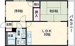 パラッツオ城山 2LDKの間取図画像