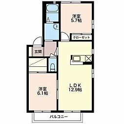 天王ドルフA 2LDKの間取図画像