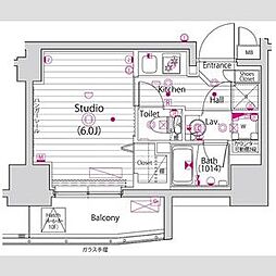 グランド・ガーラ立川 1Kの間取図画像