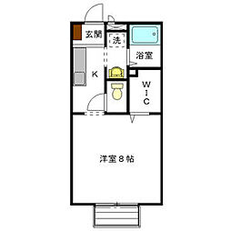 コーポシャロームA 1Kの間取図画像