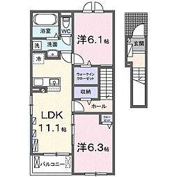 ローズ ブランシュ 2LDKの間取図画像