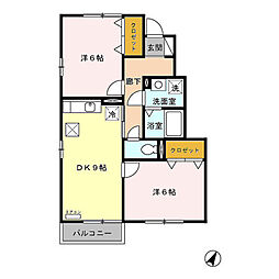 レコルトA 2DKの間取図画像