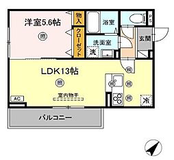 amレジデンス出雲 1LDKの間取図画像