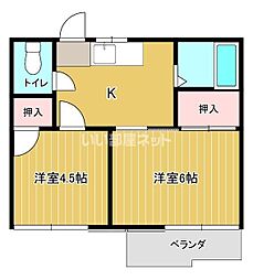 前谷コーポ 2Kの間取図画像