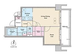 RJRプレシア六本松 1LDKの間取図画像