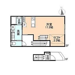 ル・アンジュ長江 B棟 ワンルームの間取図画像
