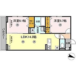 ケイ・ハイム 2LDKの間取図画像