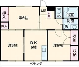 コスギハイツ 3DKの間取図画像