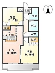 Villageyokoden 2LDKの間取図画像