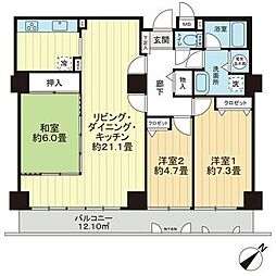 スカイシティ南砂 3LDKの間取図画像