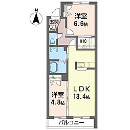 メゾンMast売市A 2LDKの間取図画像