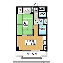 ハイム旭丘 1LDKの間取図画像
