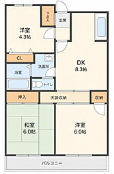 グリーンタウン鶴ヶ島 3DKの間取図画像