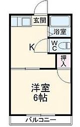 サンパレス宝町E 1Kの間取図画像