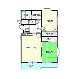 パークタウン弐番館 2LDKの間取図画像