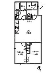 GRANPASEO中野IV 2LDKの間取図画像