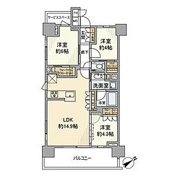 PROUD東神奈川 3LDKの間取図画像