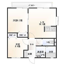セントセシリア2 2LDKの間取図画像
