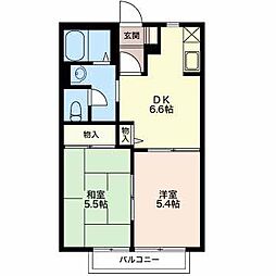フレグランス東栄B 2DKの間取図画像