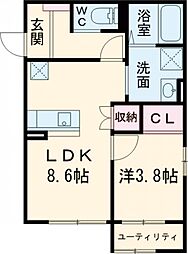 伊勢市小俣町本町アパート 1LDKの間取図画像