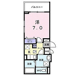 リマ プラート 1Kの間取図画像