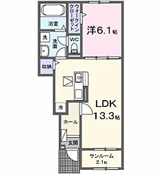 レイテル コート 1LDKの間取図画像