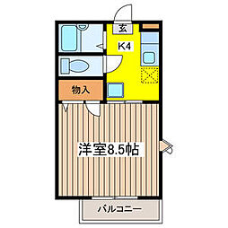 グリーンヴィラ弐番館 1Kの間取図画像