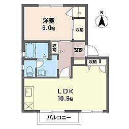 フォーレスラージムーンB 1LDKの間取図画像