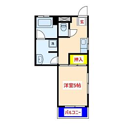センタービル 1Kの間取図画像