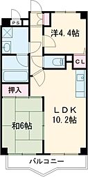 ちょーふ第一マンション 2LDKの間取図画像