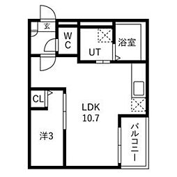 Jack shinhamaI 1LDKの間取図画像