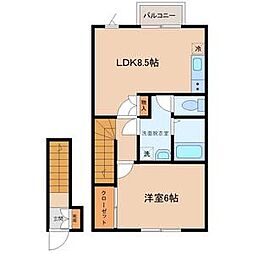 リヴェール上杉B 1LDKの間取図画像