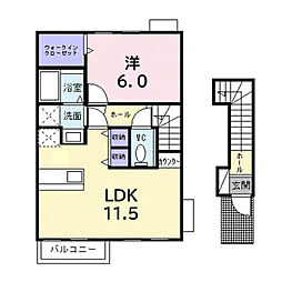 アンソレイエ 1LDKの間取図画像