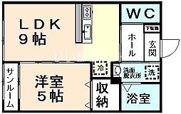 ブランネージュB 1LDKの間取図画像