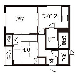 フェアリー2番館 2DKの間取図画像