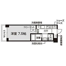 バウスクロス仙台上杉 1Kの間取図画像