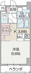 プライム三島プレイス 1Kの間取図画像