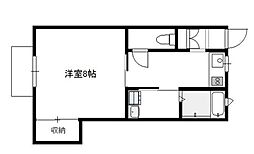 スリーゼハイツ乙津B 1Kの間取図画像